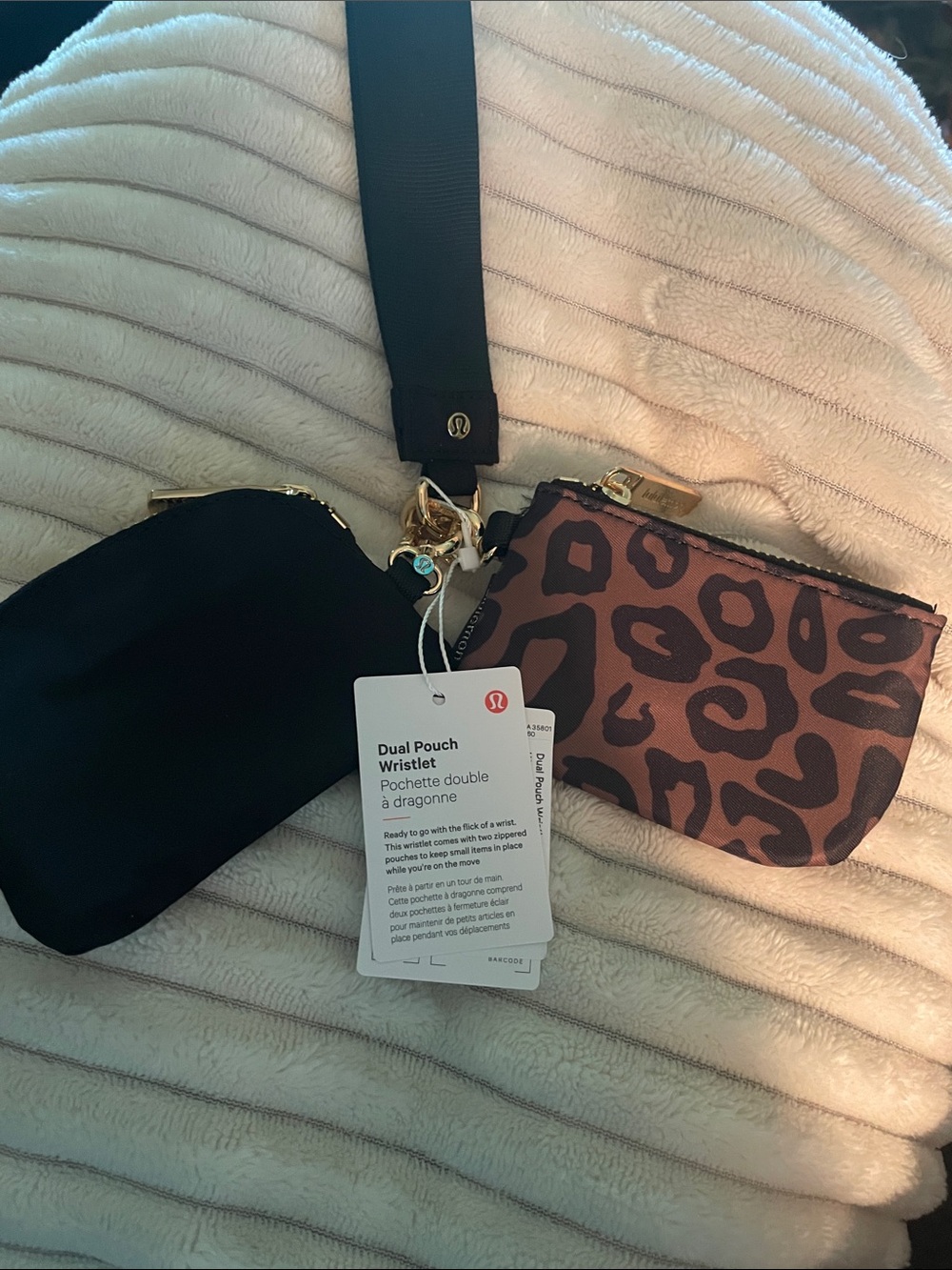 lululemon athletica Dual Pouch Wristlet in Black and Brown Leopard Print - Picture 2 of 5